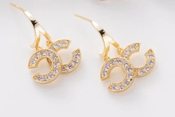 C-shaped Light Gold Plated Crystal Fashion Earrings With Silver Post