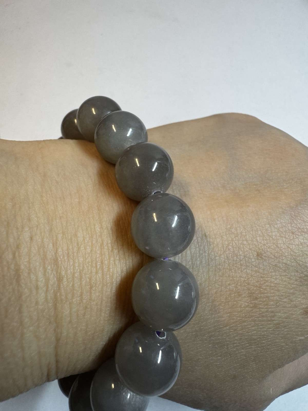 certified 12mm Hetian purple Jade Round beaded Bracelet New inbox free shipping