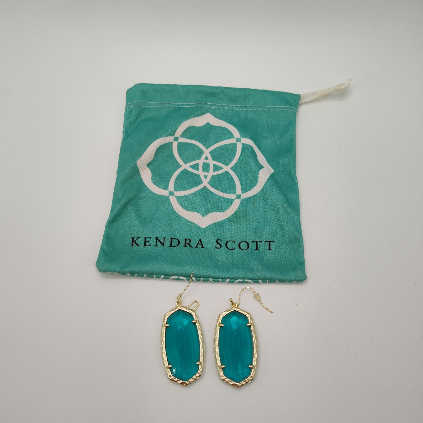Kendra Scott Dangle Drop Earrings In Blue Illusion/Gold w/ Original Branded Bag
