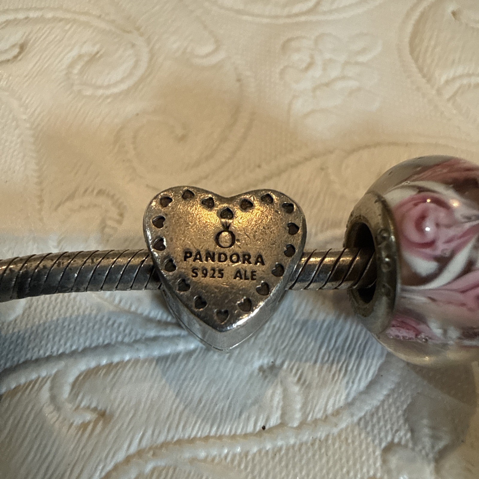 Authentic PANDORA Bracelet Lot of 10 w/ Rare 14K Gold Ring Box & Angel Wings