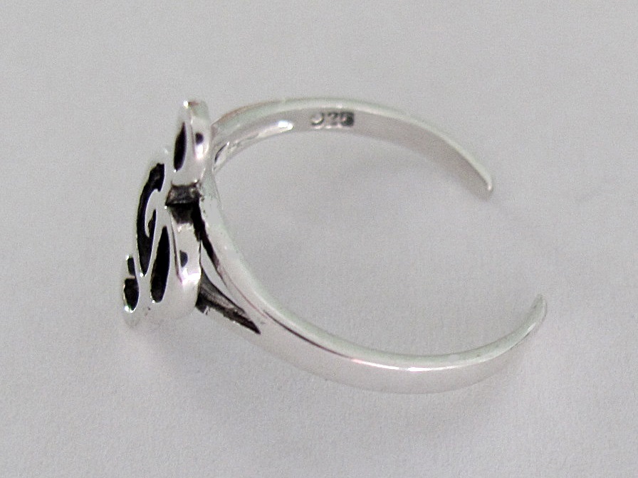 Sterling Silver music Clef dainty small size 1-2 adjustable narrow band toe ring