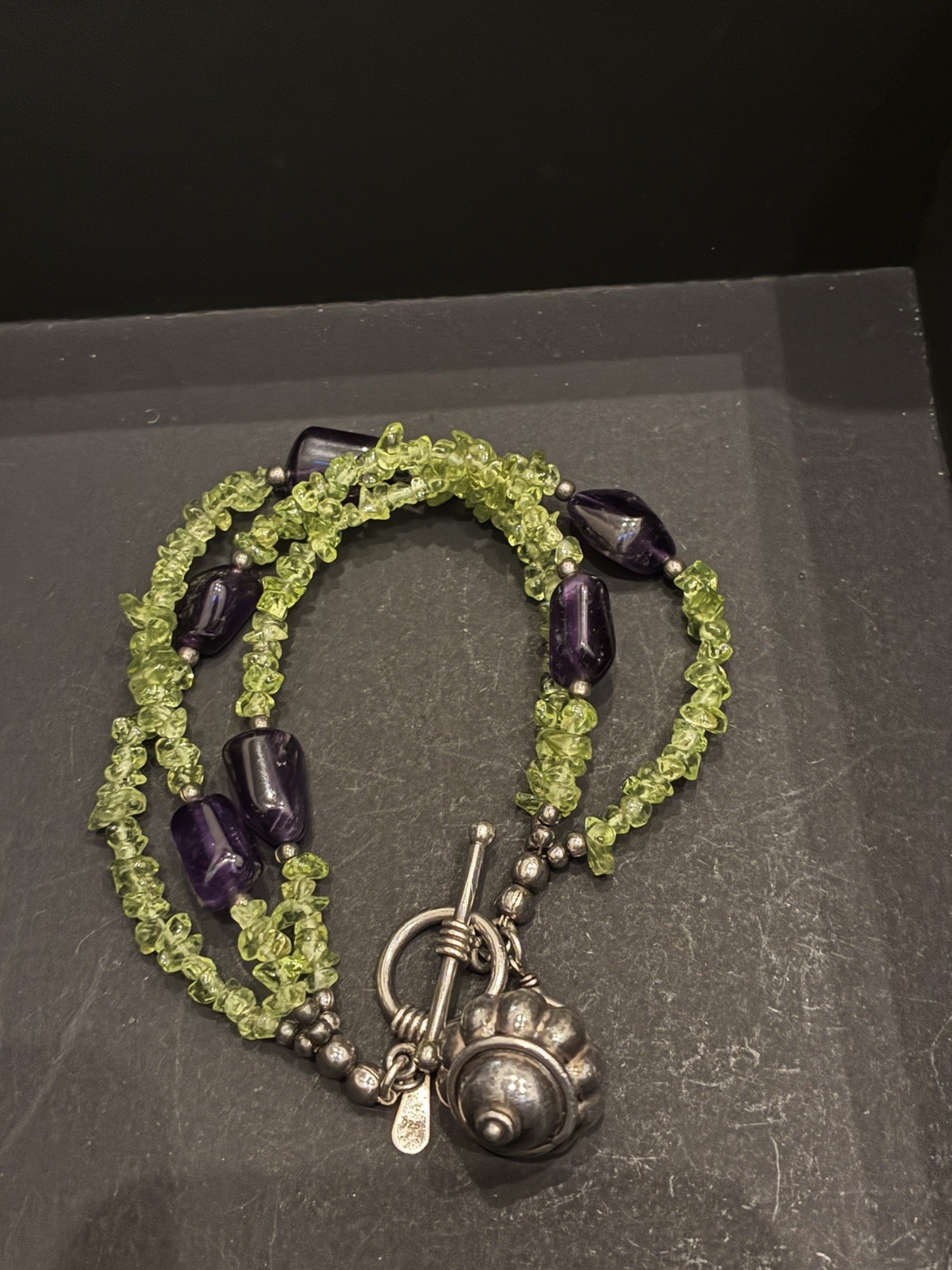 Gemstone Bracelet Natural Peridot Amethyst Gemstone Handmade Beaded Jewelry