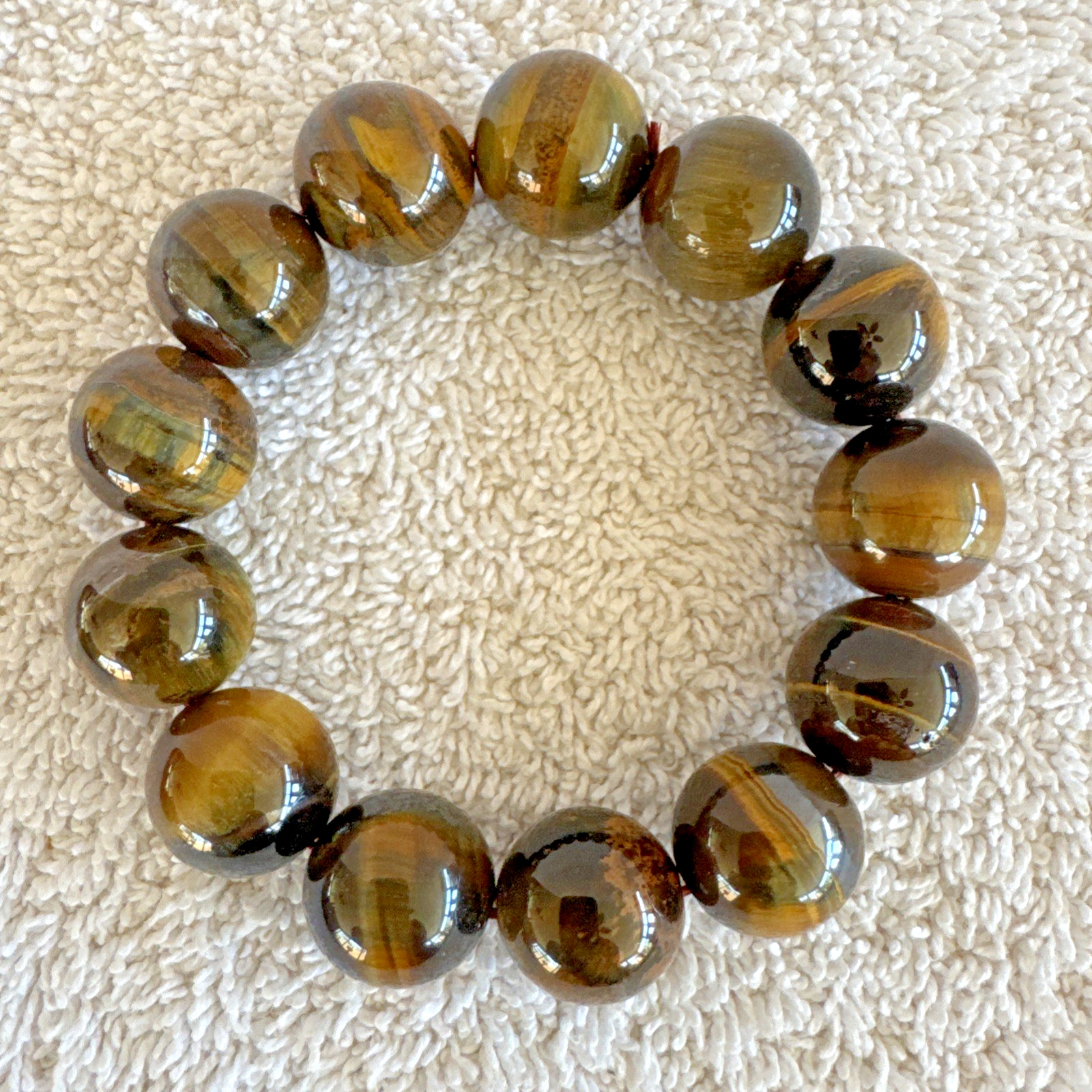 Multicolor Dragon Pattern Agate Bracelet Round Bead Fashion 12mm Elasticity 7.5″