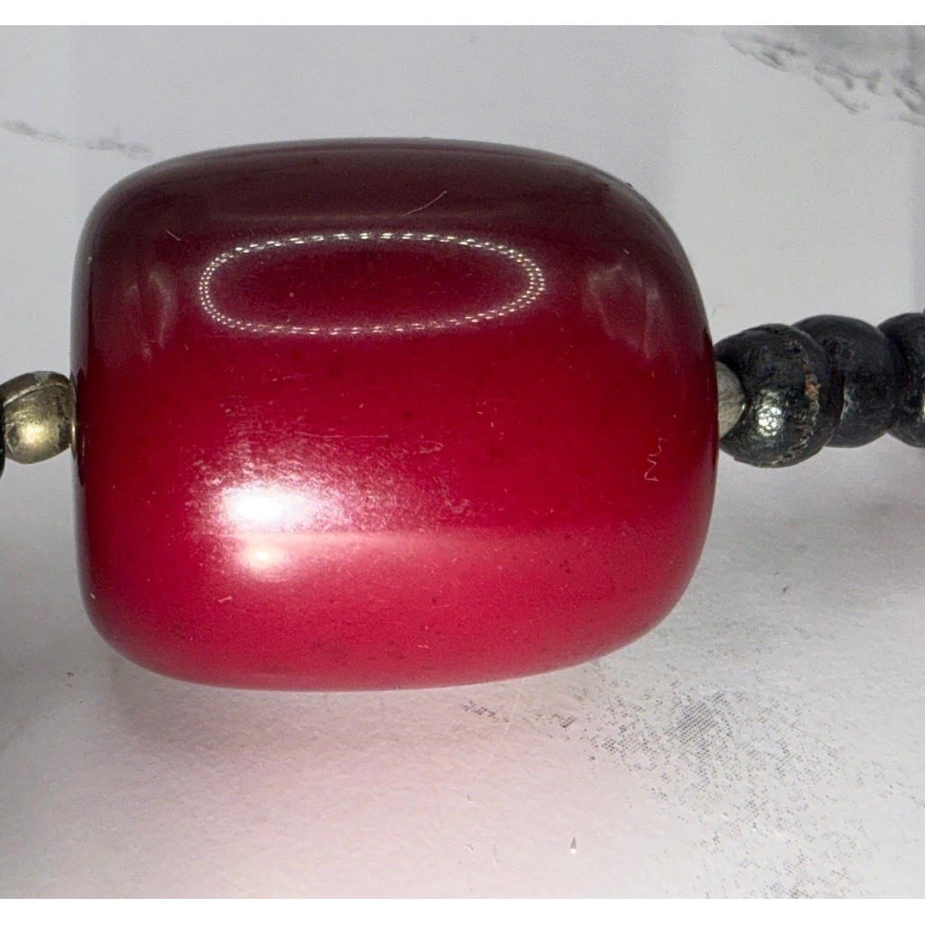Chunky Burgundy Red Beaded Statement Necklace 24″ Large 27mm Bead
