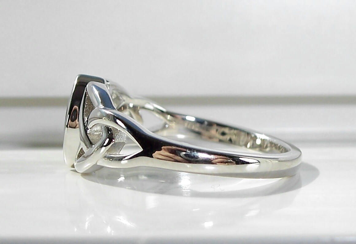 Celtic Synthetic Black Onyx Triquetra Ring Marquise Shape 925 Sterling Silver