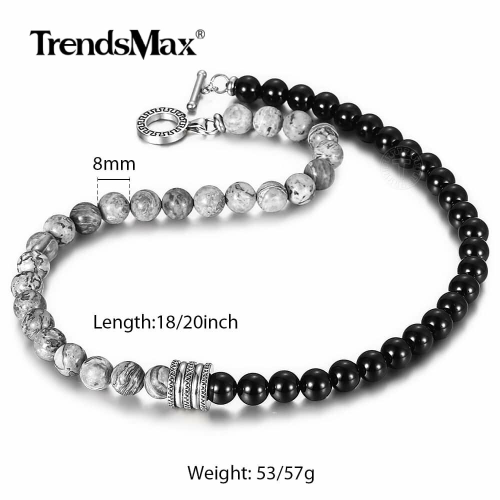 Natural Tiger Eyes Jasper Beaded Necklace for Unisex Stainless Steel Charm Xmas