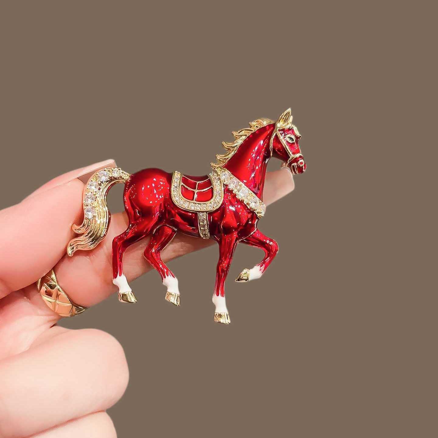 Horse Brooch Lapel Pin Womens Coat Accessory Jewelry