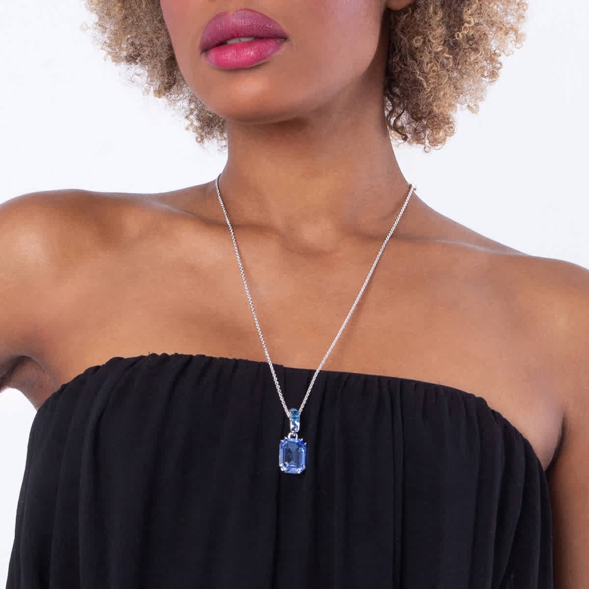 Swarovski Millenia Pendant Long Pendant Rhodium Shiny Blue