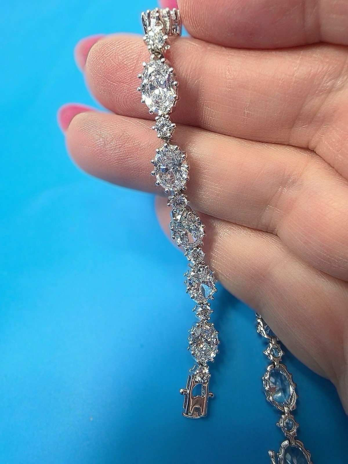 Stauer DiamondAura Riviere Bracelet Sterling Silver Marked 925 Length7.5