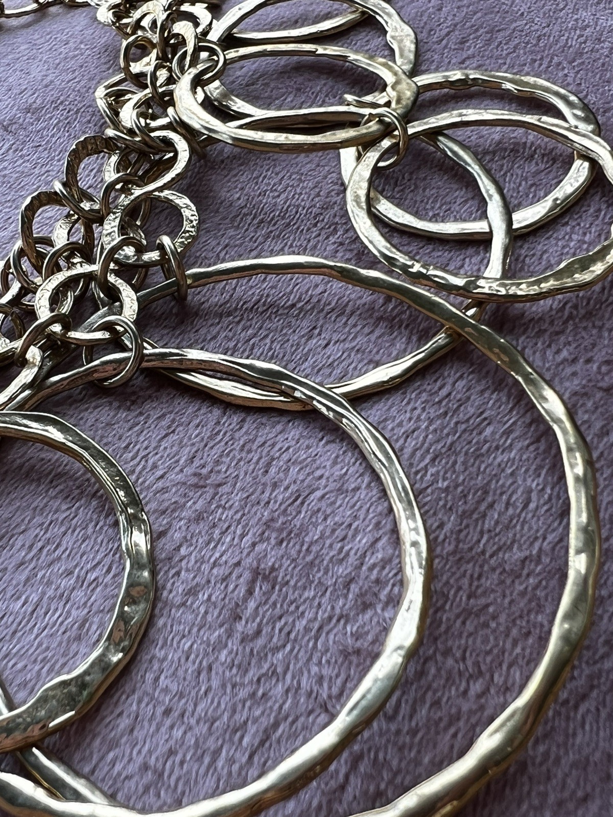 Kenneth Cole Reaction Gold Tone Hammered Circles and Rings Statement Necklace