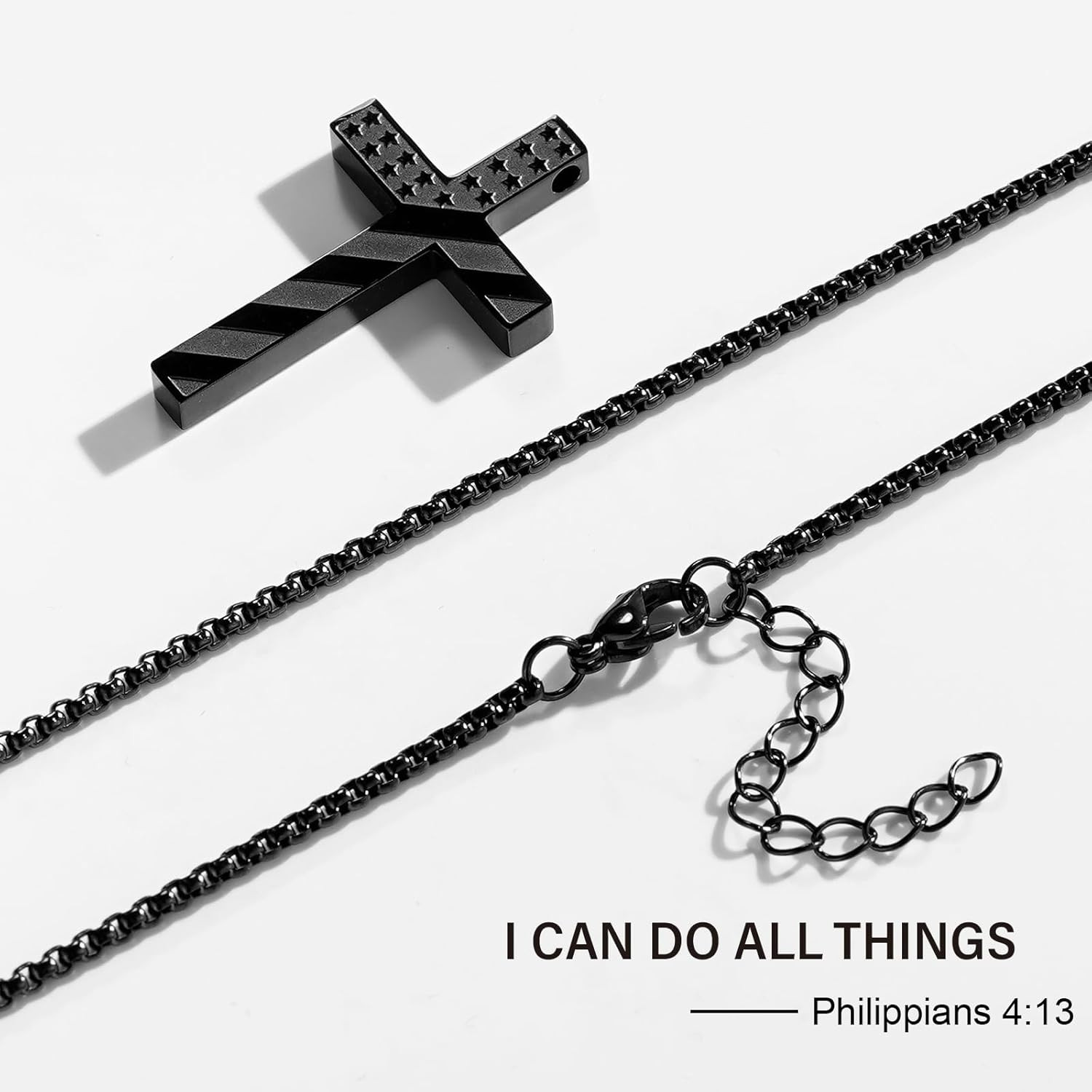 Fathers Day Gift – Cross Necklace for Men Boys, 316L Stainless Steel Chain Penda