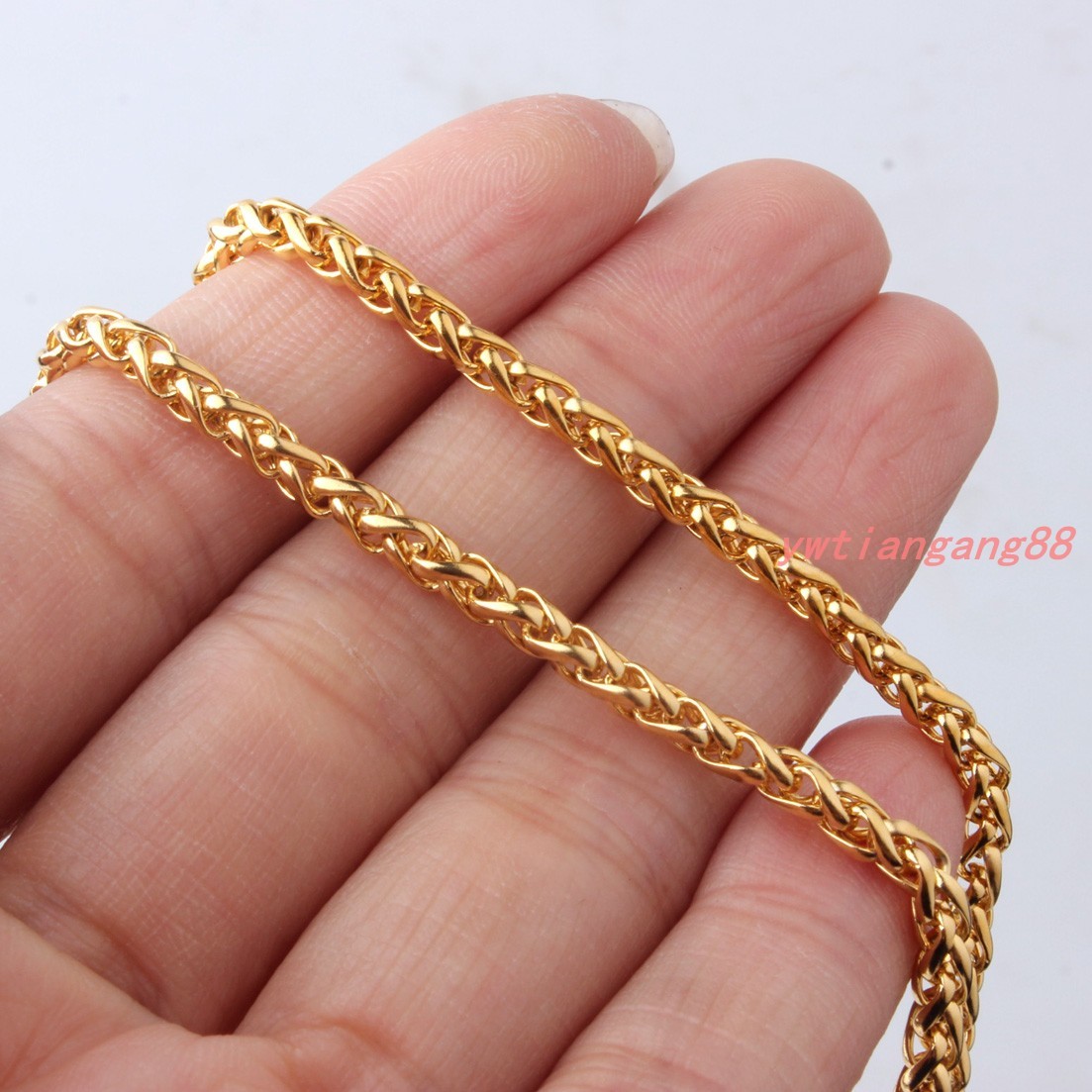 Braided Wheat Link 3-6MM Mens Chain Silver/Gold/Black Stainless Steel Necklace