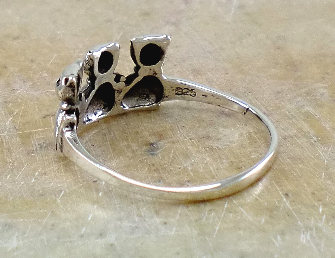 DETAILED .925 STERLING SILVER CAT RING size 10 CATS style# r3101