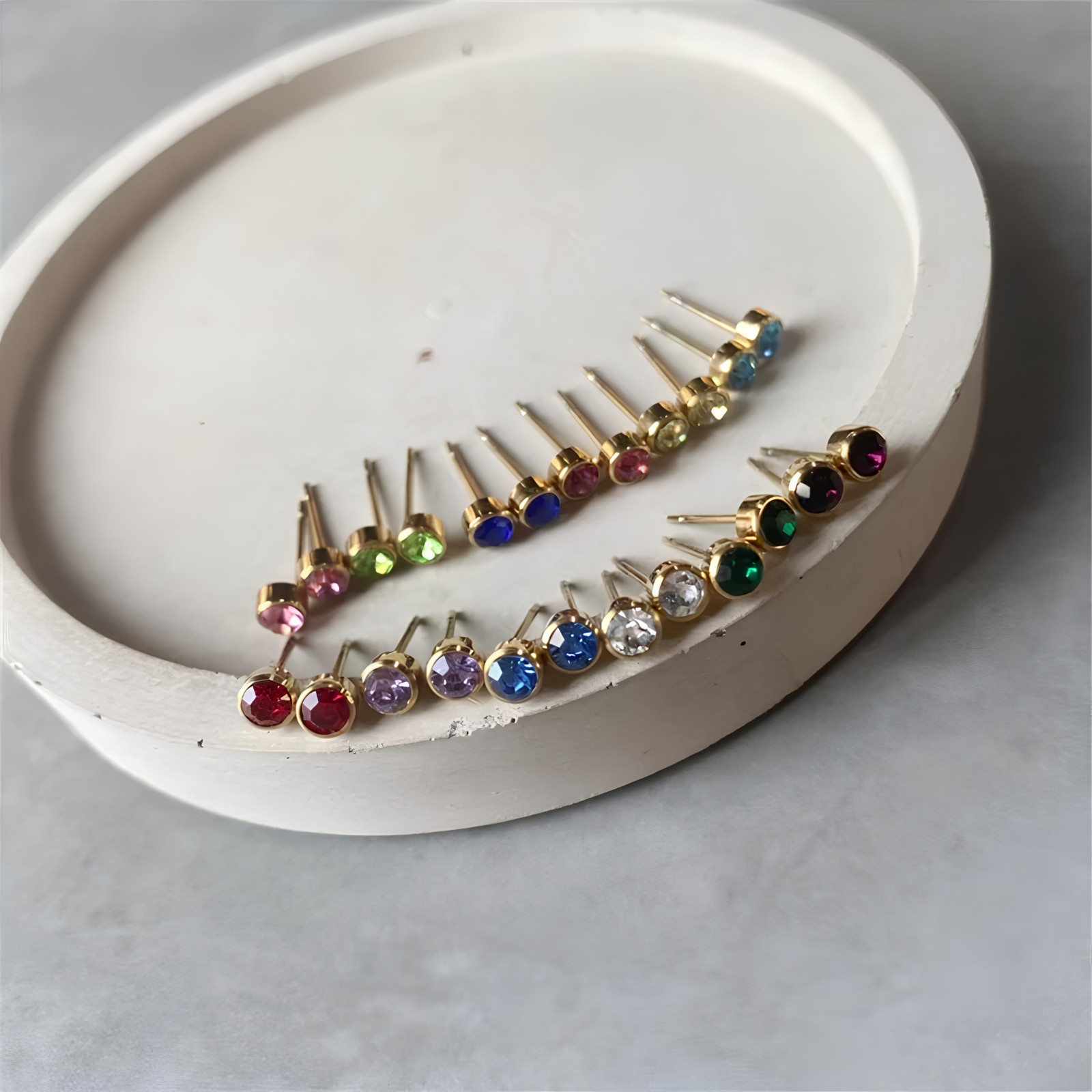 Birthstone Stud Earrings Stainless Steel Push Back CZ Women Girls Gift 12 Month