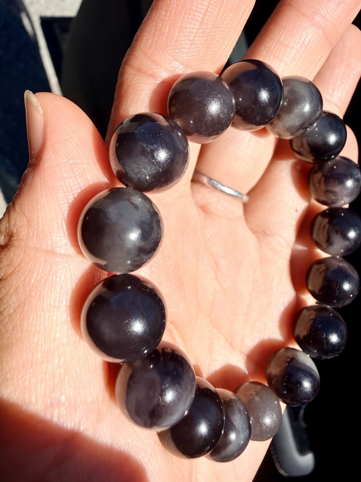 Nephrite Hetian Jade bracelet 13m Qinghua Style Emperor purple Half Half 和田玉帝王紫