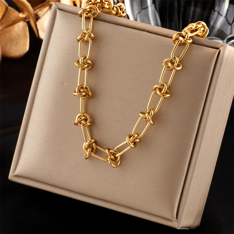 316L Stainless Steel Gold Silver Color Twist Womens Girl Jewelry Set