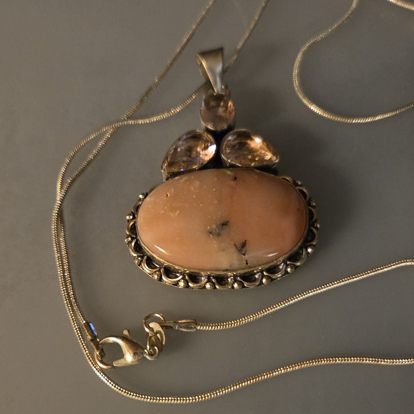 Pink Opal And Topaz, Beautiful Silver 925.