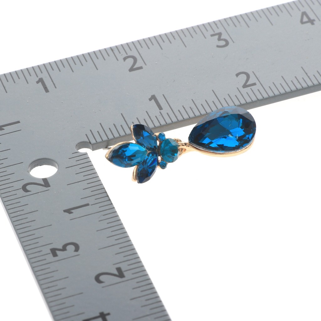 Gold Tone Alloy Metal Crystal Rhinestone Drop Post Earrings ER2563-BLZ