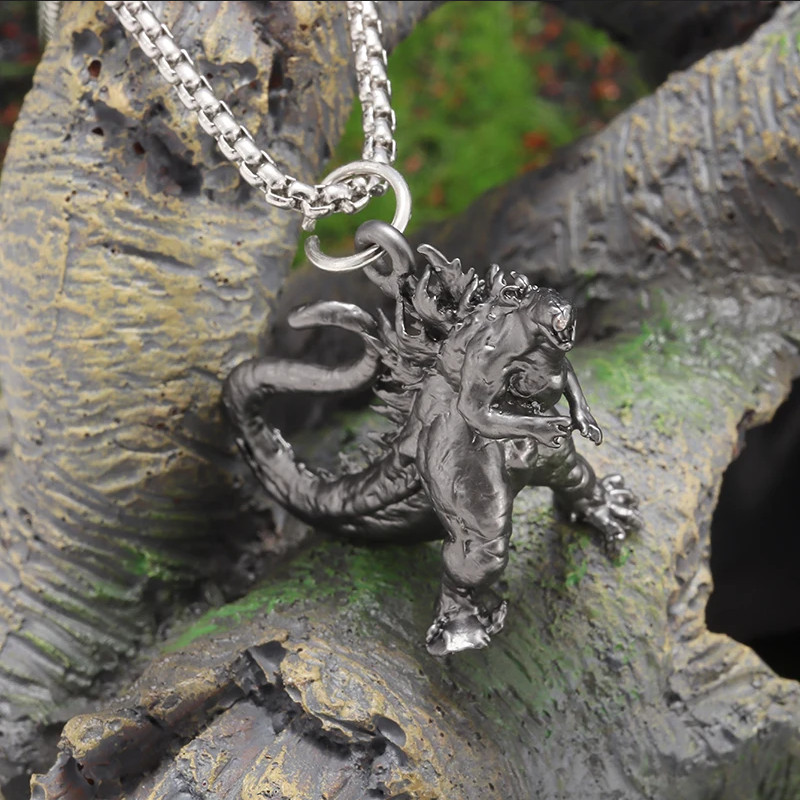 Godzilla Monster Jewelry Black Steel Sexy Dinosaur Movie Pendant Necklace