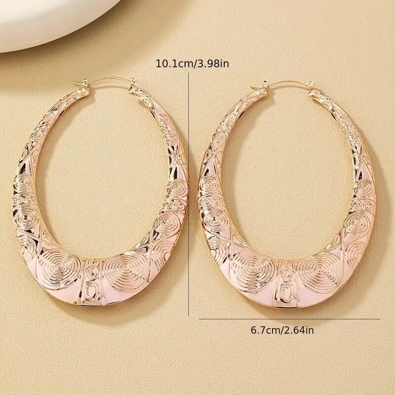 Boho Women Rose Golden Hoop Earrings Hypoallergenic Stainless Steel Fashion Gift