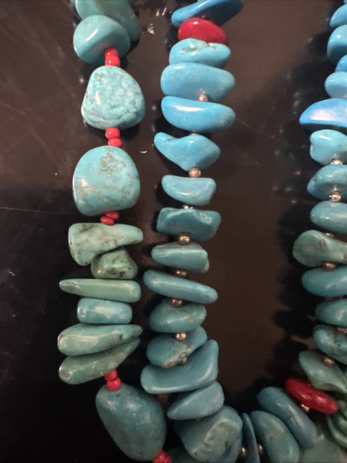 Block Turquoise Double Stained Necklace