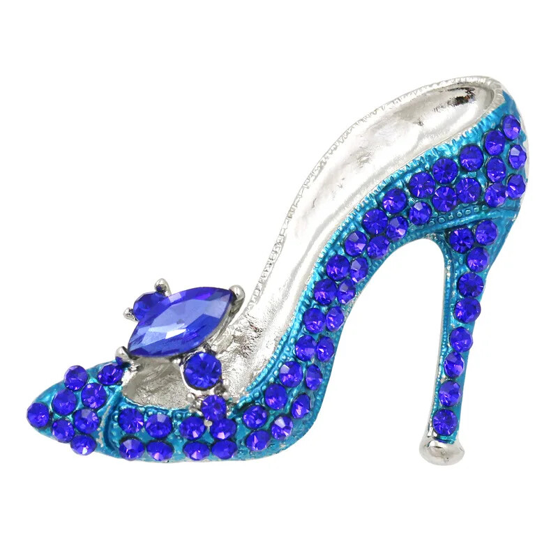 Lady High-Heel Shoe Brooch Rhinestone Crystal Fashion Luxury Female Party Pin