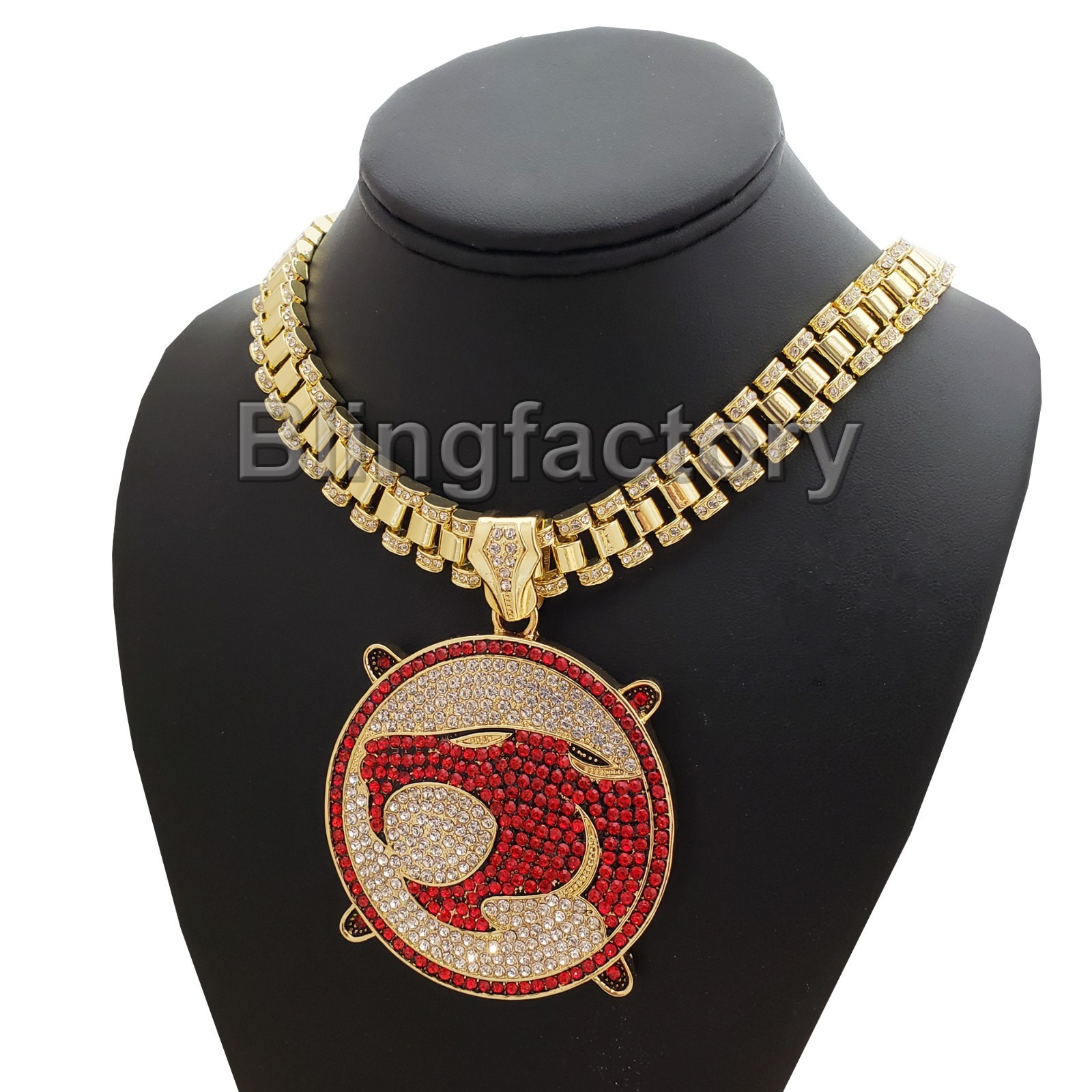 Hip Hop Iced Gold Tone Thunder cat & 18″ Iced Rollie Link Choker Chain Necklace