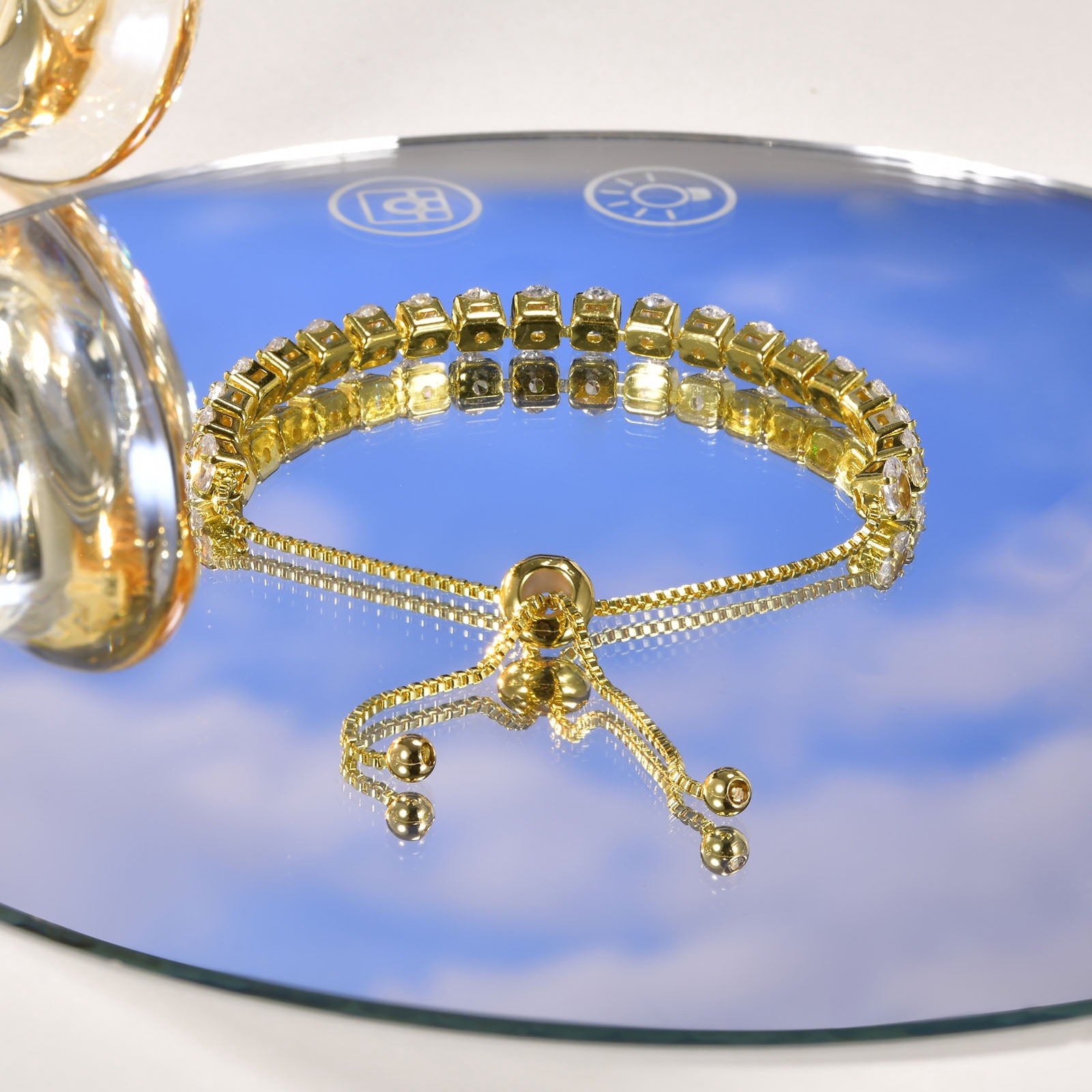 Copper Base with Plated Finish Synthetic Cubic Zirconia Inlay Adjustable Tennis