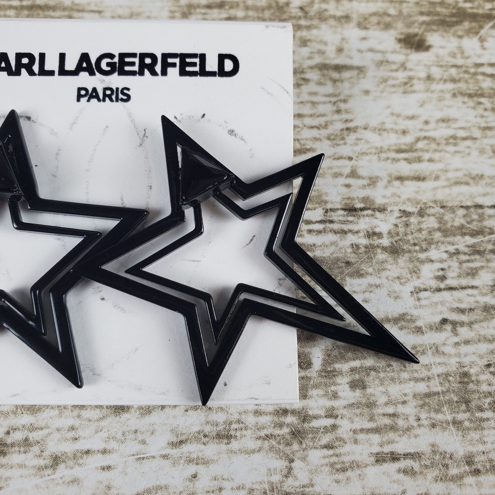 Karl Lagerfeld Paris Black Star Earrings Cutout
