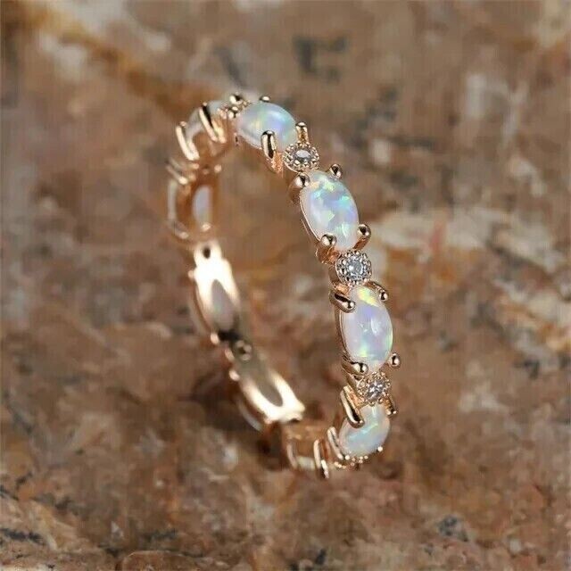 2Ct Simulated Fire Opal Parties Promise FullEternity Ring 14K Yellow Gold Finish