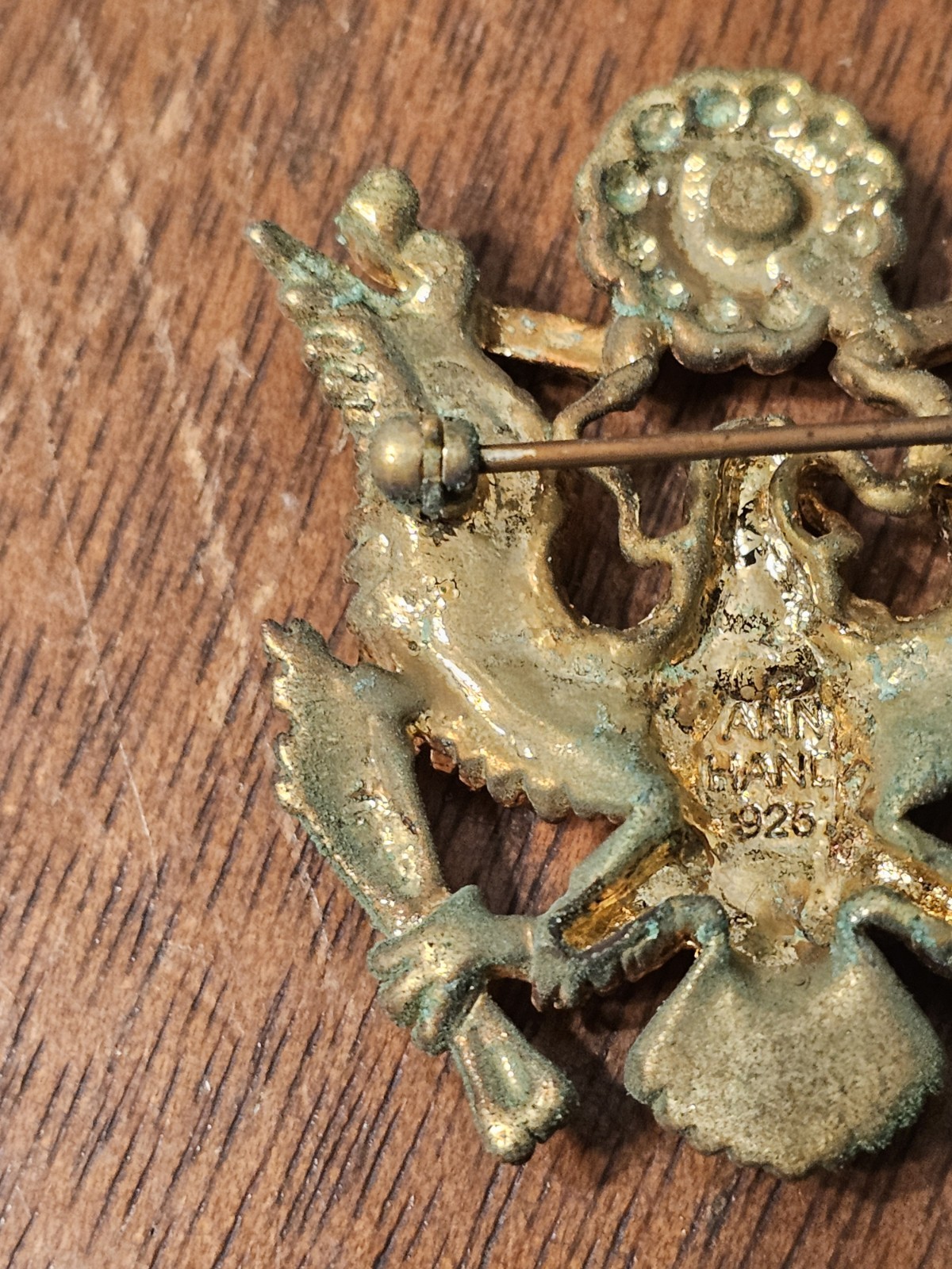 Ann Hand Great Seal Seal Of The United States Pin Brooch Gold Tone Faux Pearl