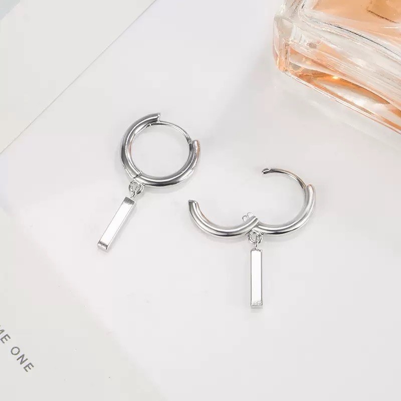 18K Gold Plated Dangle Bar Huggie Earrings Dainty Small Hoop Drop Earrings 052