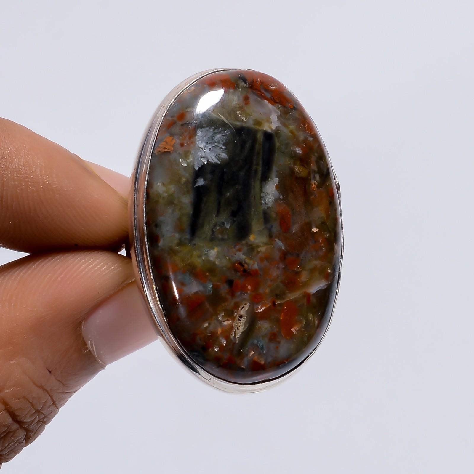 Natural African Bloodstone Gemstone Fashion Jewelry Handmade Ring 5 US For Women