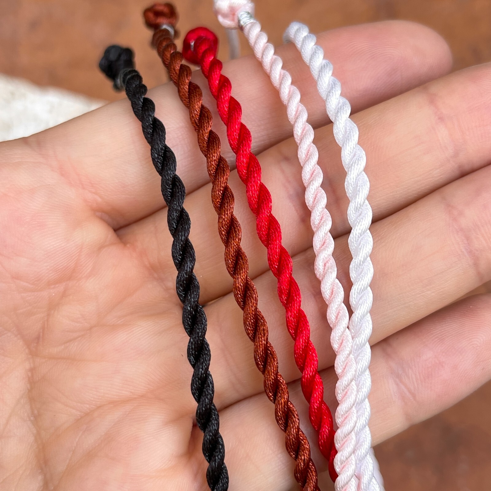 Black, Red, White, Pink Orange Satin Twisted 3mm Cord Necklace 16-18″ Adjustable