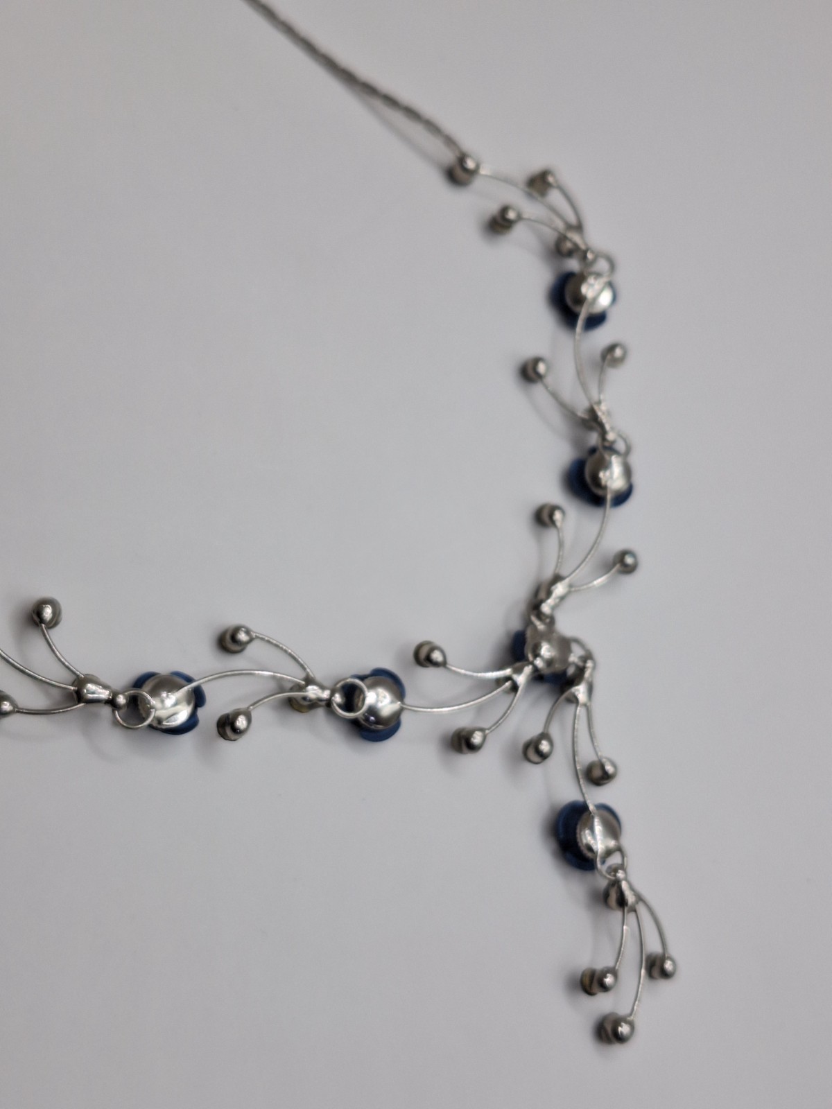 Women Collection by Veritas Navy Blue Rose Necklace Silver Tone Nickel Free