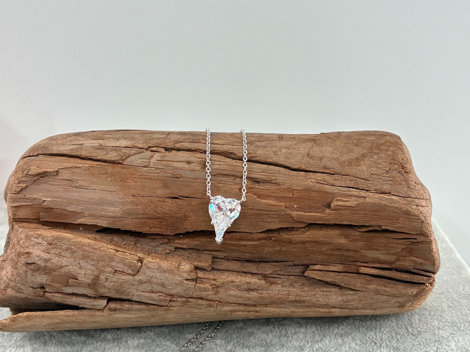 Diamonique Jennifer Miller Heart Charm Pendant Necklace Sterling 925 Rare Model