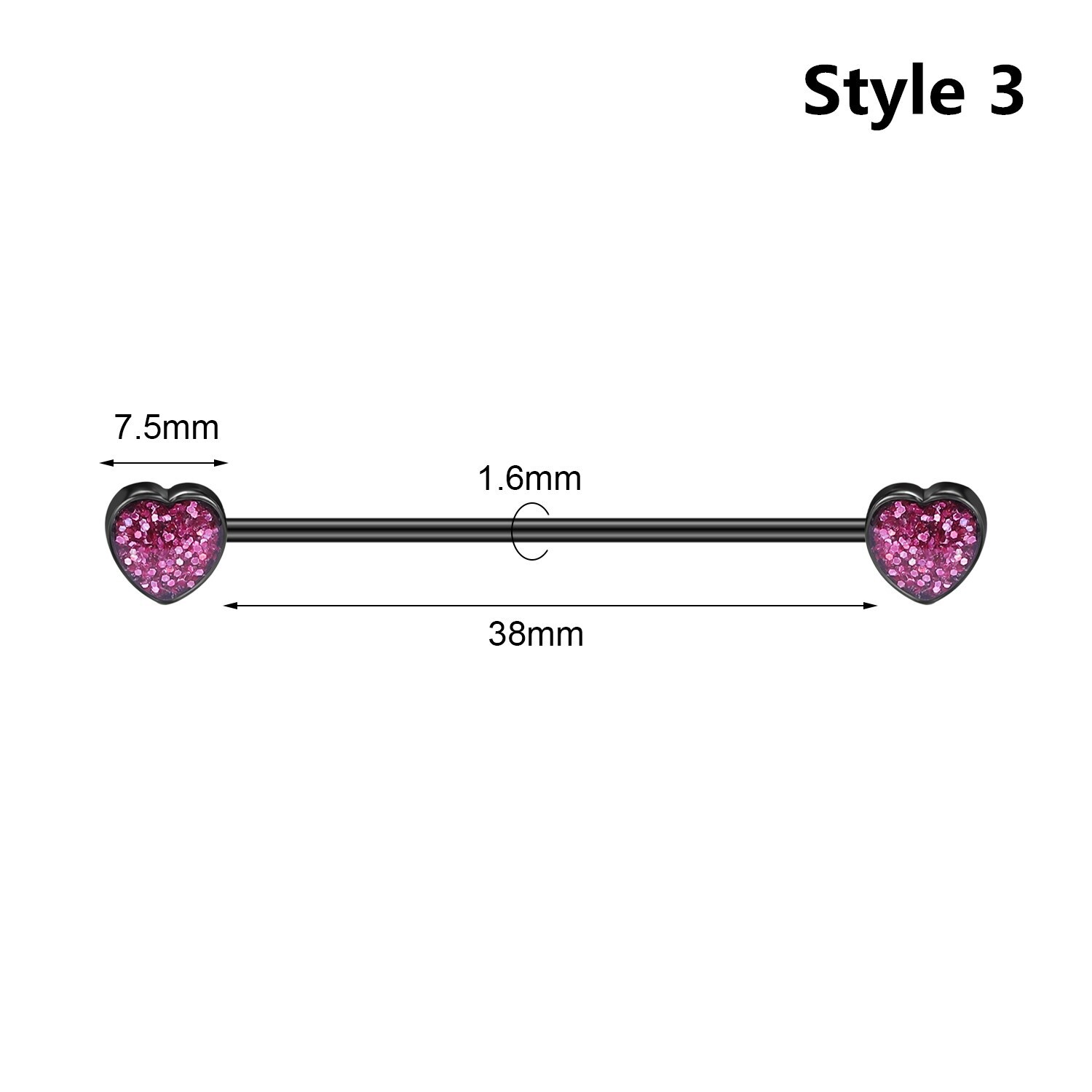 14G Stainless Steel Industrial Barbell Piercing Alloy Cartilage Earring Jewelry