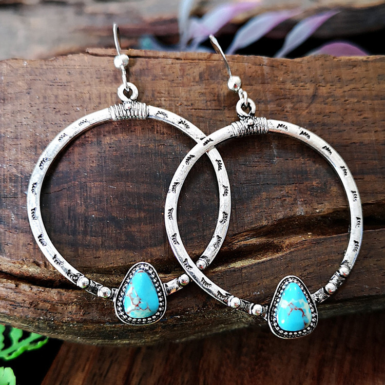 Alloy Turquoise Natural Wood Vintage Turquoise Earrings