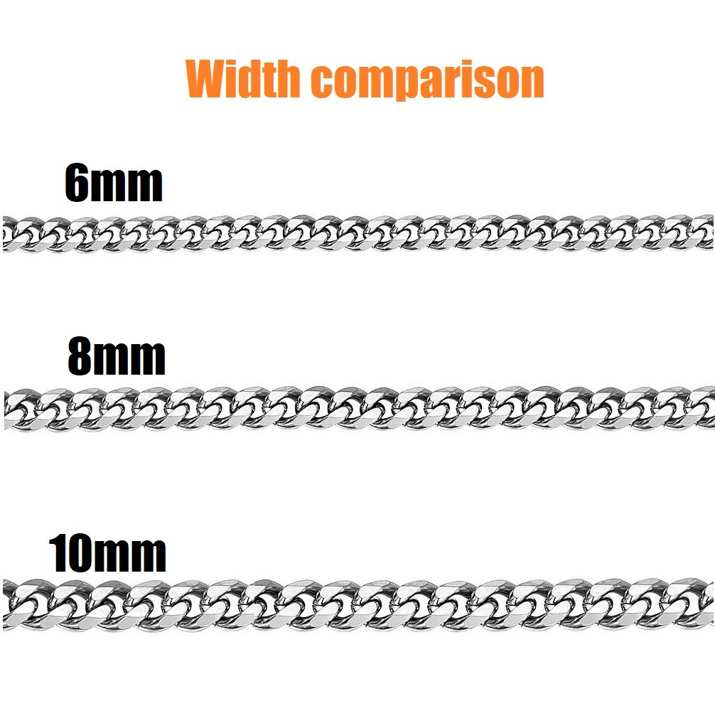 Silver Stainless Steel Curb Cuban Link Chain Bracelet Unisex Women Men 6″ 8″ 10″