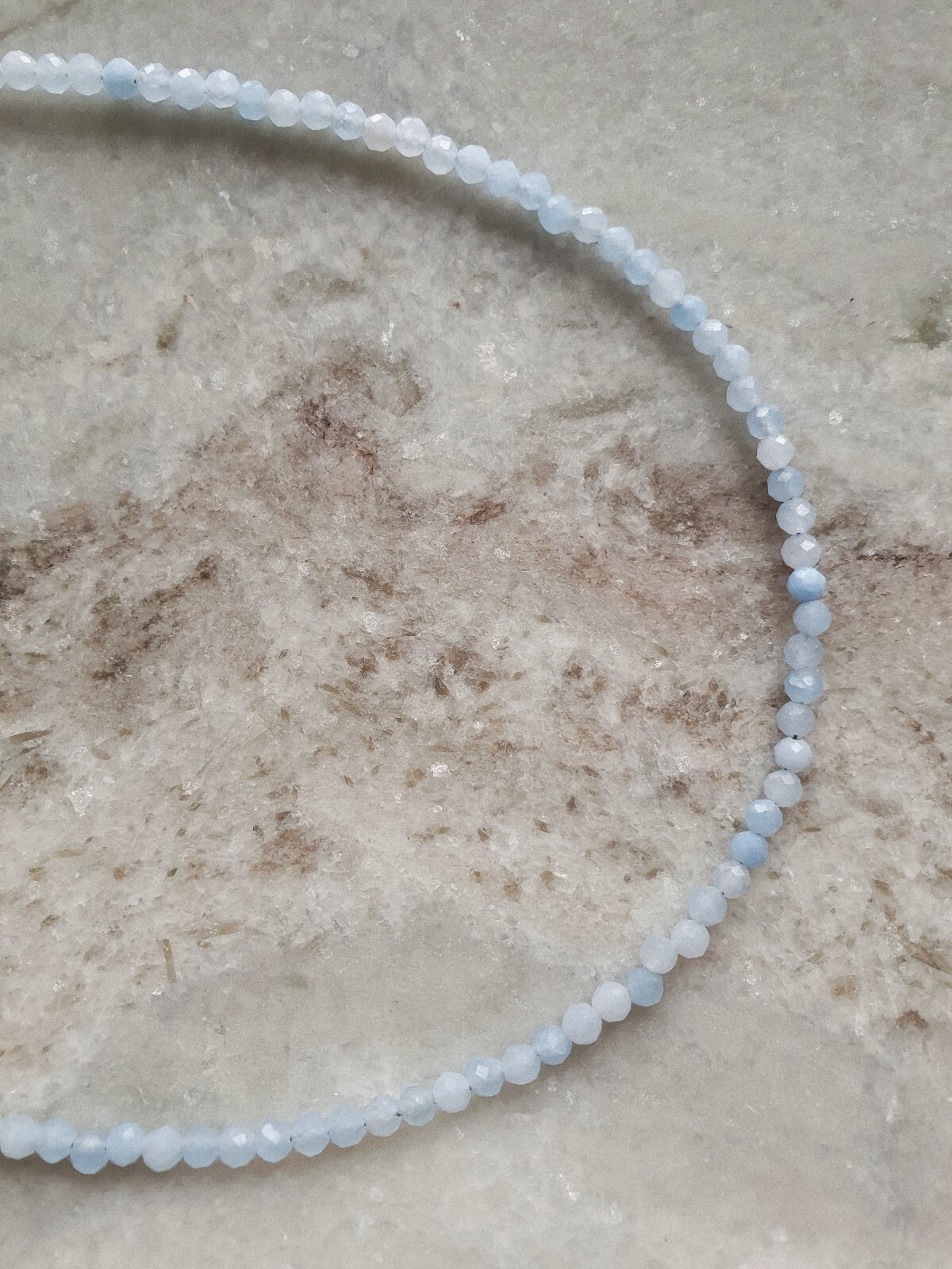 2mm Dainty Aquamarine Choker Blue Stone Queen Necklace Healing Reiki Energy Gift