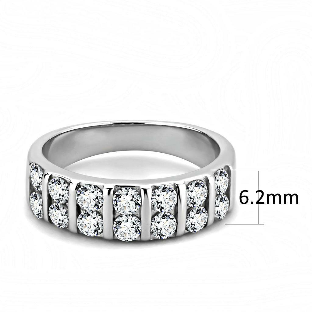 TK3504 – High polished (no plating) Stainless Steel Ring with AAA Grade CZ in