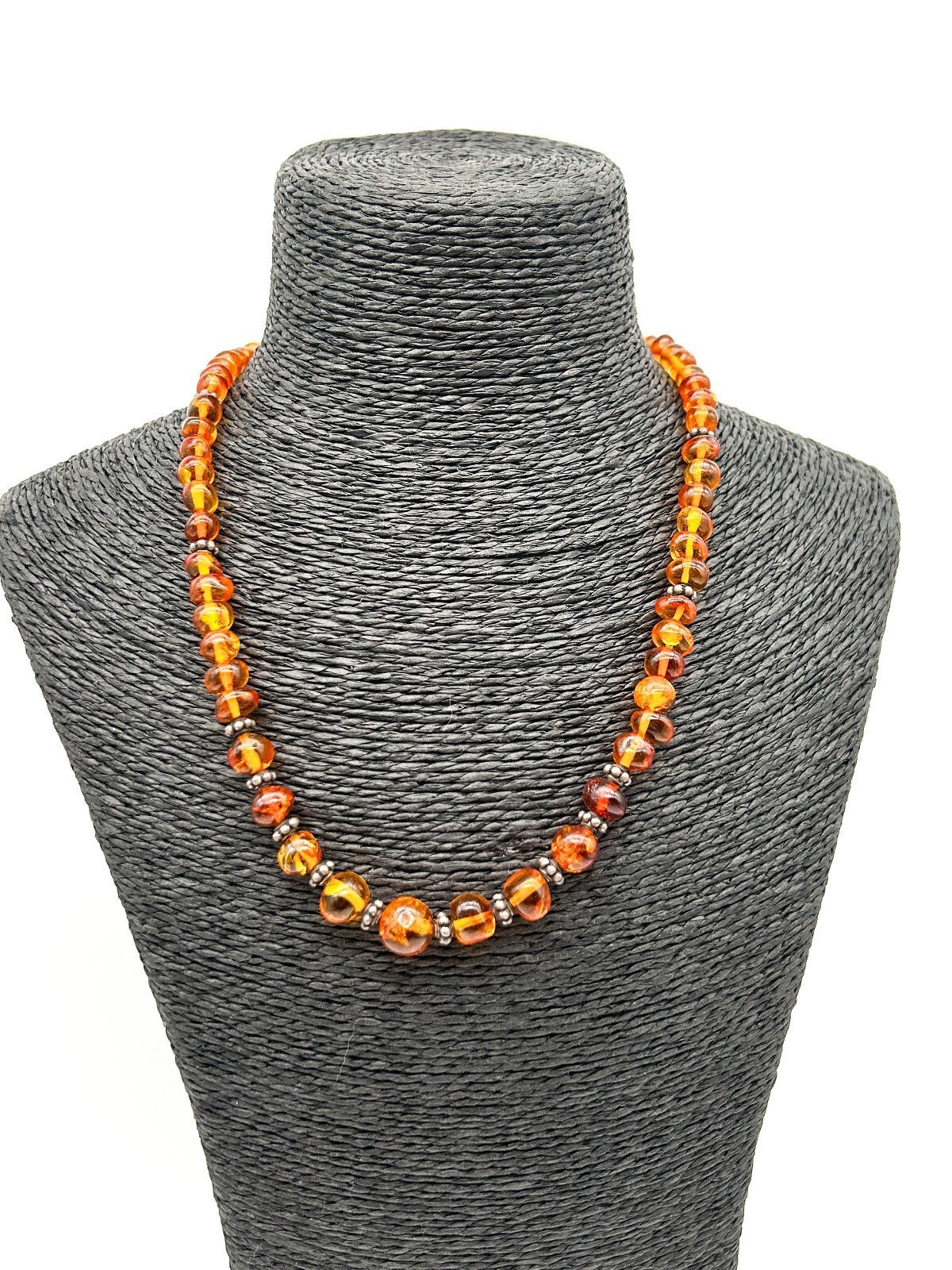 Vintage Baltic Amber Bead Necklace Graduated Honey Cognac Amber 18”