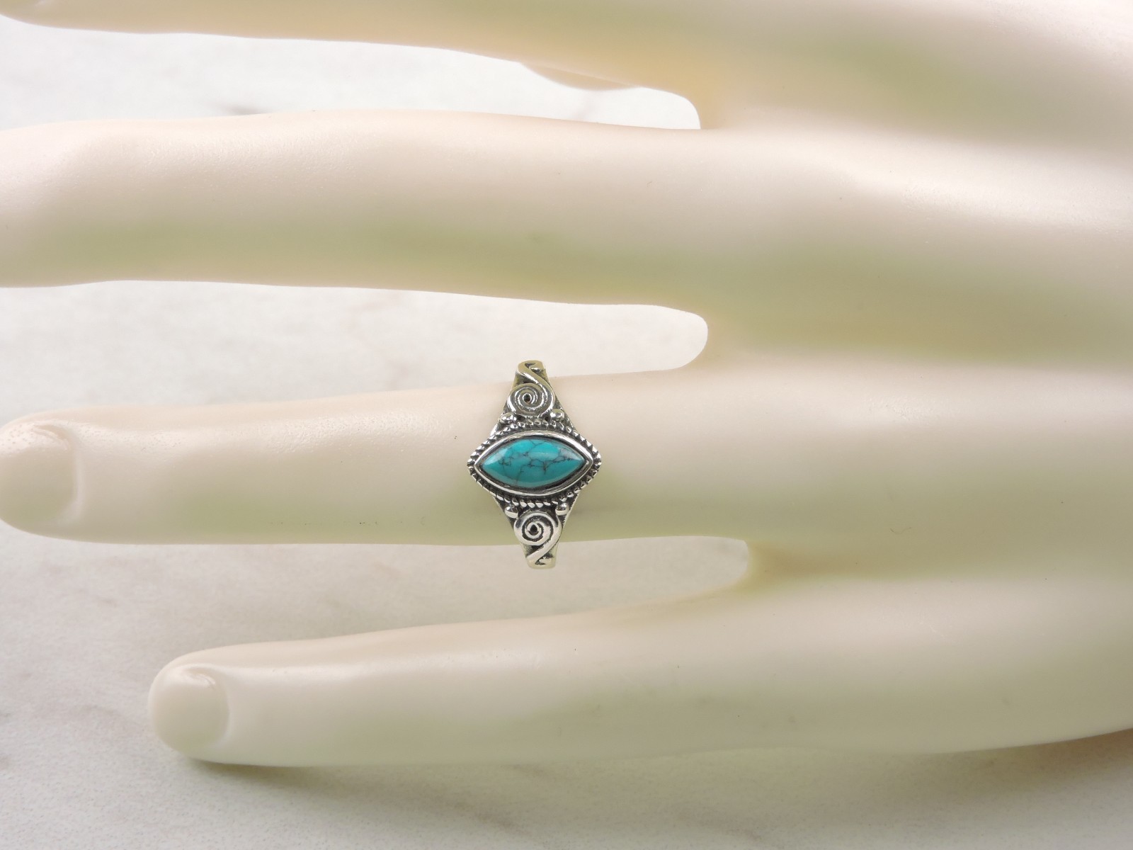 Sterling Silver 2 ct Marquise Turquoise Ring – Free Gift Packaging