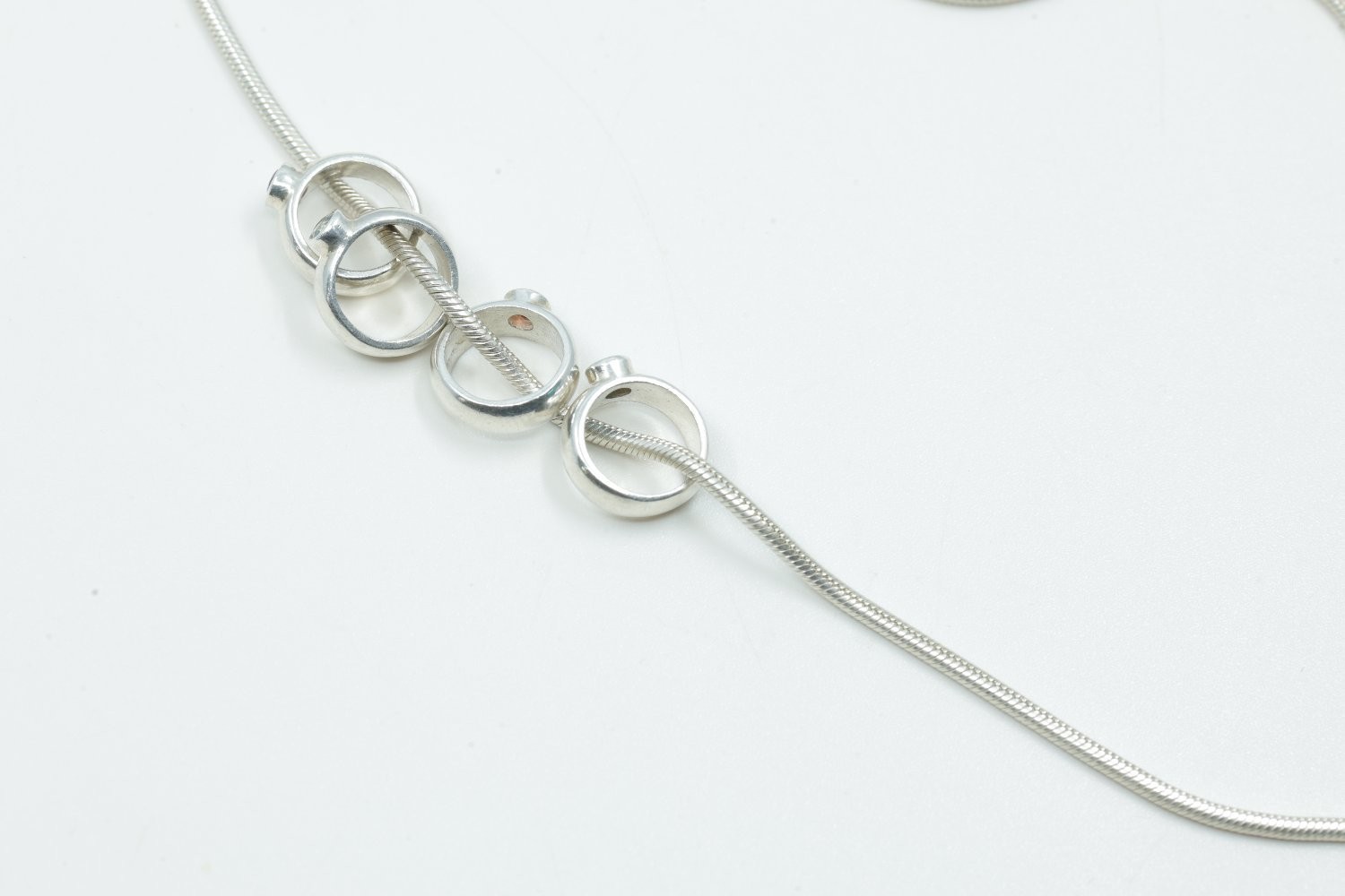 Sterling Silver Multi Gemstone Slide Pendant Necklace 16″ Snake Chain 925