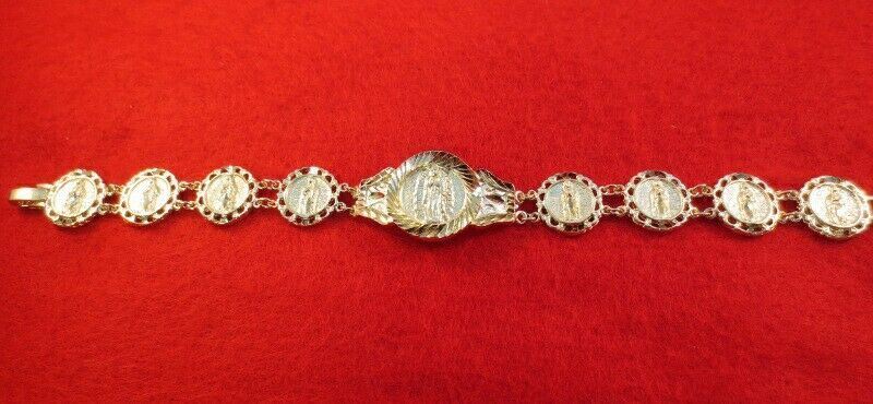 7 OR 8 INCH 14KT EP OUR LADY OF GUADALUPE BRACELET -STYLE 214