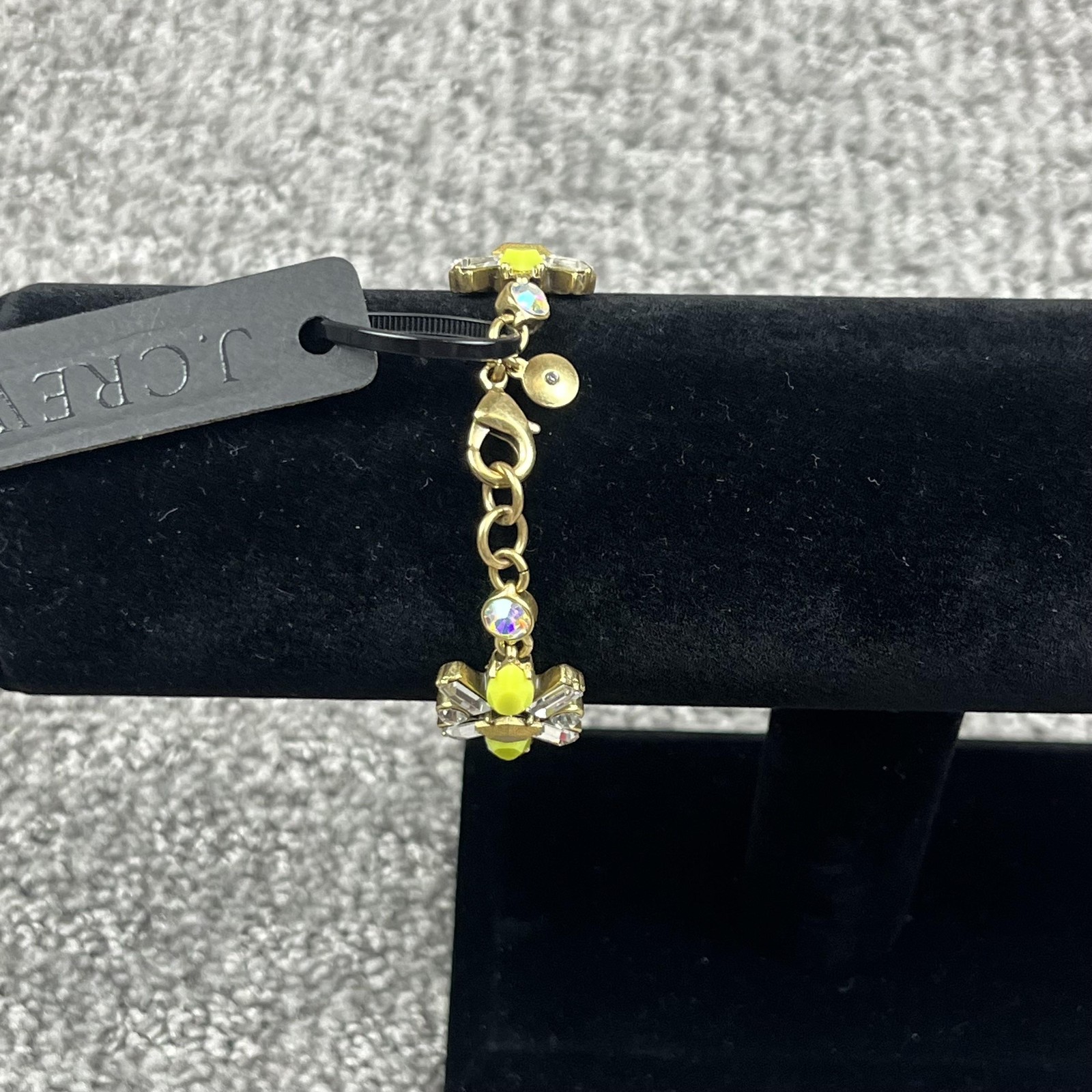 J Crew Yellow Crystal Rhinestone Chain Bracelet Gold Tone Womens Jewelry 7 Inch