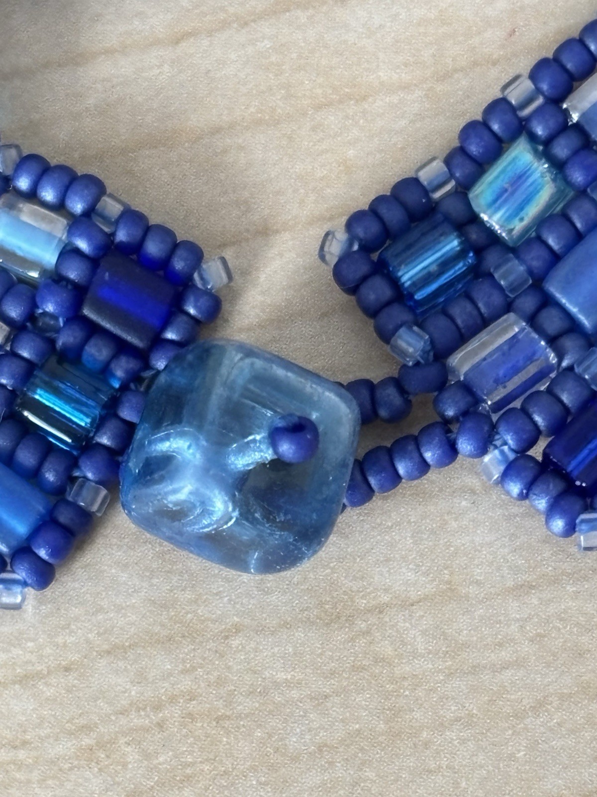 Royal Blue Beaded Bracelet/ Fits 7 In Wrist- Very Good Condition