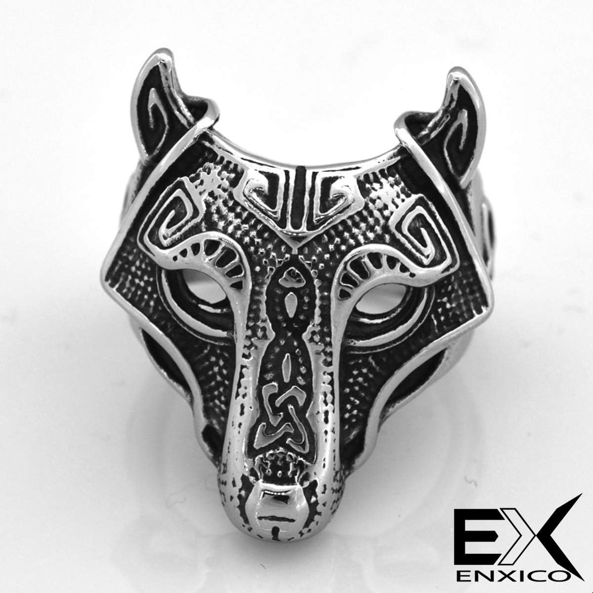 3pc Fenrir Wolf Head Ring 316L Stainless Steel Norse Scandinavian Viking Jewelry