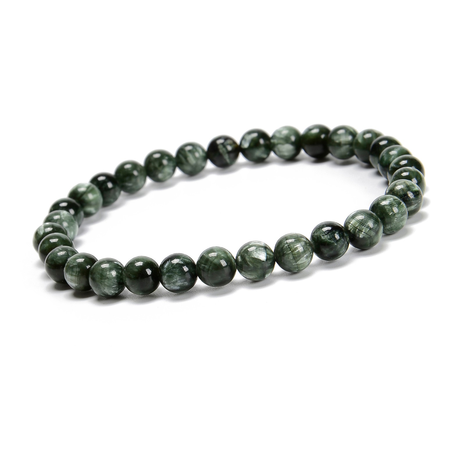 Grade AAA Seraphinite Smooth Round Beaded Bracelet Size 6mm 7.5” Length