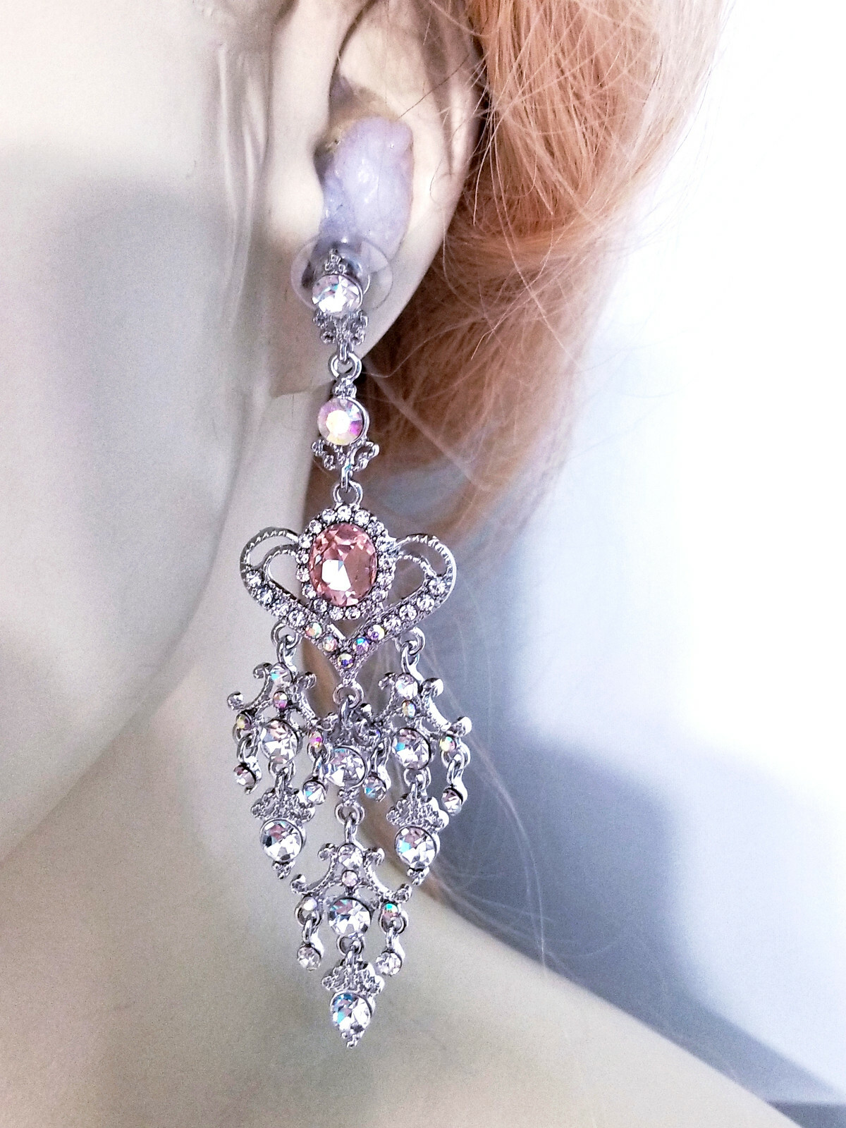 Chandelier Drop Earrings, 4 Inch Bridesmaid Earrings, Prom Pageant Jewelry
